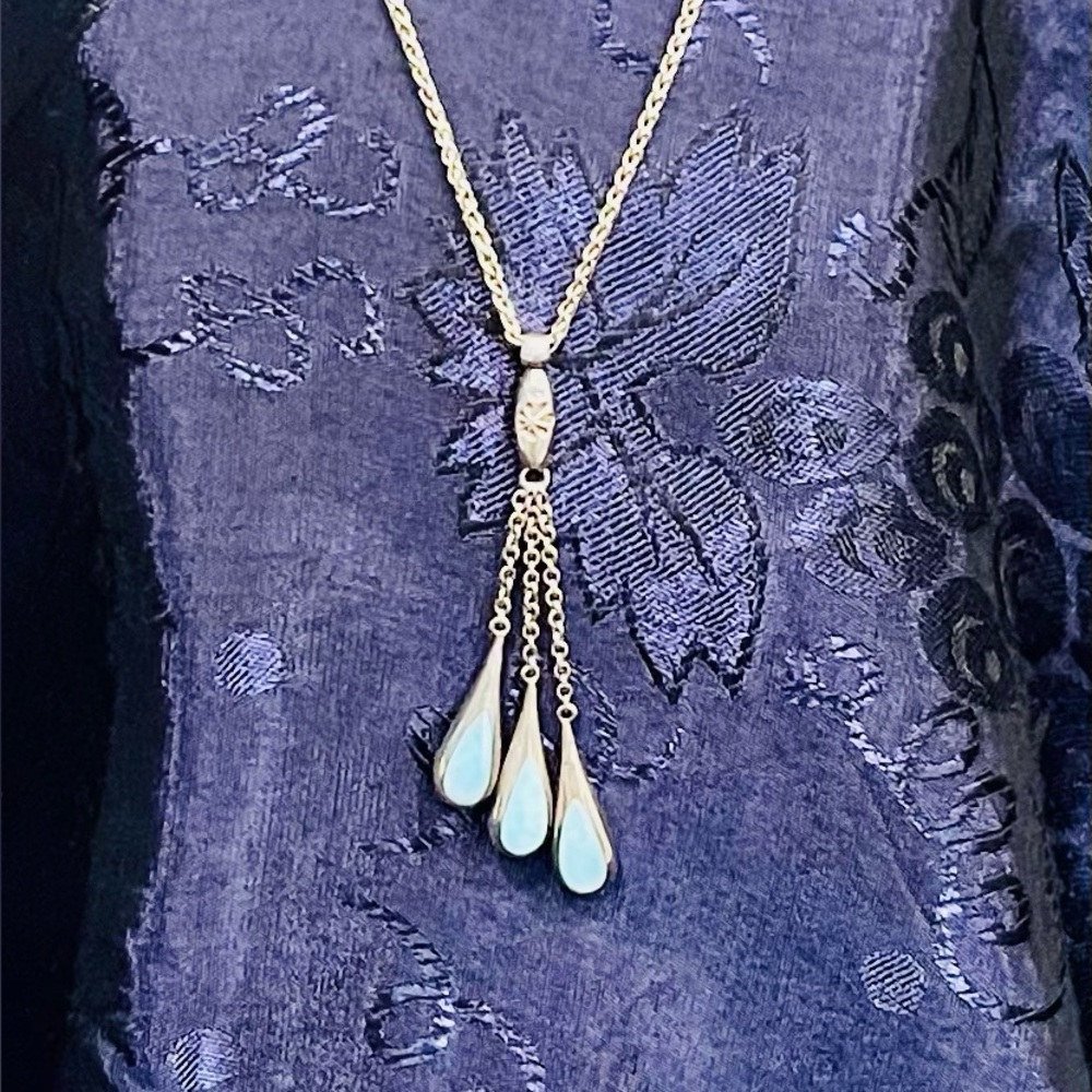 Beautiful Marahlago Larimar “Indra” Teardrop Necklace